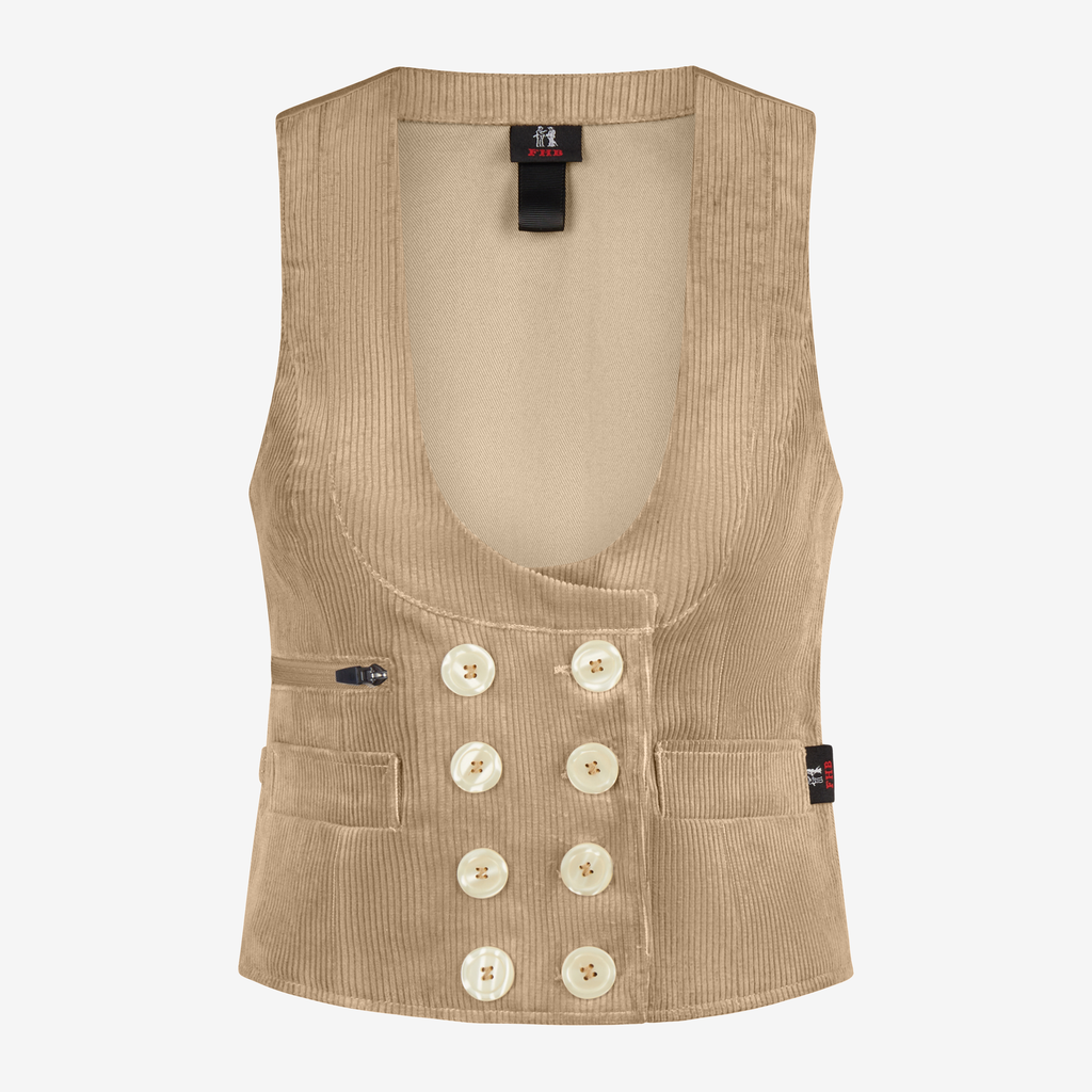 [20015-13-34] FHB HILDE Zunftweste Genuacord (beige, Gr. 34)