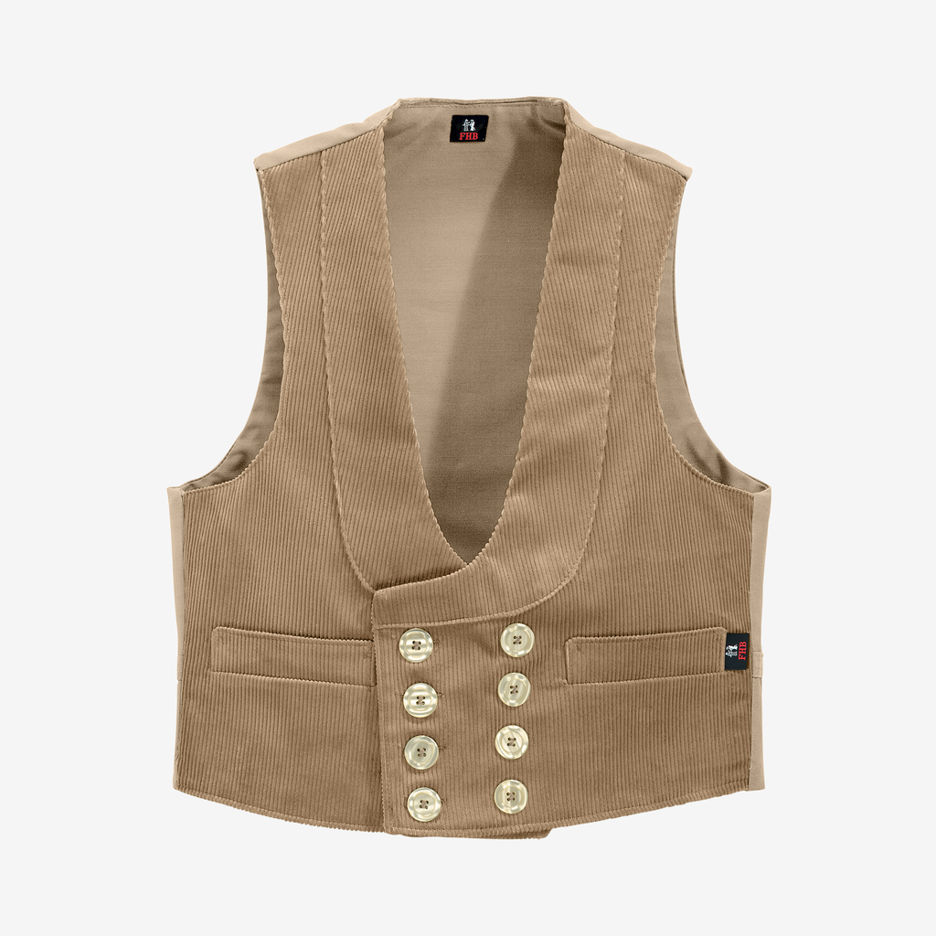 [20016-13-90] FHB HAGEN Zunftweste Genuacord (beige, Gr. 90)