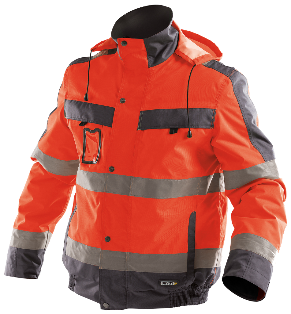 Blomeyer Dassy Warnschutz Winterjacke Lima Neonrot/Zementgrau (bedruckt)
